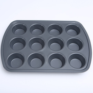 Non Stick Muffin Pan 12 Cup Carbon Steel Rectangle Baking <b>Mold</b> For Home Use - Product Image 1