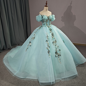 Quinceanera <strong>Dresses</strong> <strong>Off</strong> <strong>the</strong> <strong>Shoulder</strong> Ball Gown Floral Appliques Lace Bow Back <strong>Corset</strong> for Sweet 15 Girls Party 6615 - Product Image 5