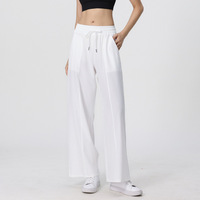 Pantalon de sport décontracté pour femme, coupe ample, avec poches, respirant, imperméable, pour yoga et fitness, à taille haute, séchage rapide, avec cordon de serrage