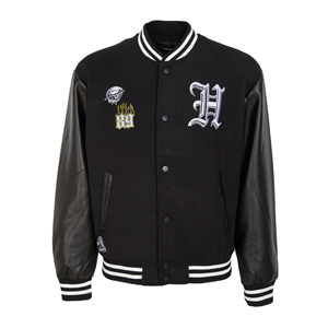 Wholesale <b>Men</b> Casual Wear Formal Varsity <b>Jacket</b> High Quality Plus Size Reversible Winter Sheep <b>Leather</b> Sleeves Standard - Product Image 1