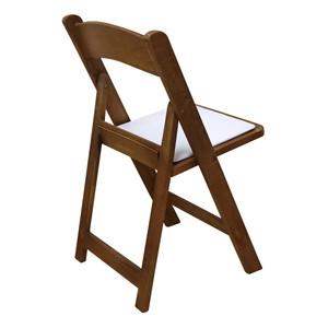 Chaise rembourrée pliante en résine d'aspect bois/chaise Wimbledon en résine/chaise pliante <span class=keywords><strong>americana</strong></span> avec coussins de siège blancs - Product Image 3