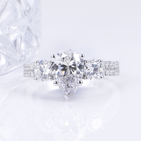 Bague de mariage Messi Jewelry MSR-1378 en or blanc 14 carats avec diamant de laboratoire véritable taille poire