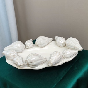 Plat vert <span class=keywords><strong>de</strong></span> fruits et fleurs en céramique <span class=keywords><strong>frais</strong></span> <span class=keywords><strong>de</strong></span> conception unique du fabricant professionnel pour la maison et la fête quantité minimale <span class=keywords><strong>de</strong></span> commande 20 pièces - Product Image 5