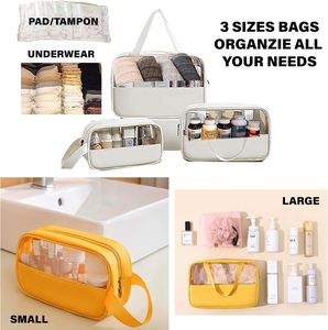 Trousse de Toilette de Voyage Personnalisable Tendance avec Logo, Sac de Maquillage Portable à Fermeture Éclair, Sac de Bain en PVC - Product Image 3