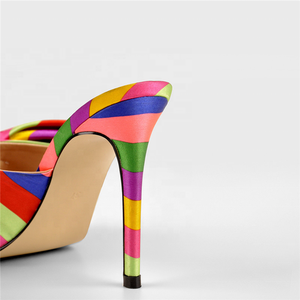 Sandales à nœud papillon colorées de haute qualité, à bout carré ouvert, pour l'été, à enfiler, à talon fin et haut, grande taille 43 - Product Image 3