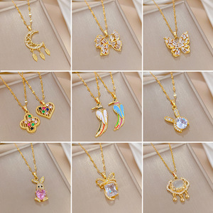 Collar Delicado de Perlas para Mujer, Piedra Natural con Microincrustaciones, Cadena de Bambú, Estilo Deportivo, Simple, Estilo Instagram, Exquisito - Product Image 1