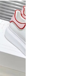White Pink Platform <b>Sneakers</b>, Women's Thick Sole <b>Leather</b> Skate Shoes, Casual Lace-up Height Increasing <b>Sneakers</b> - Product Image 1