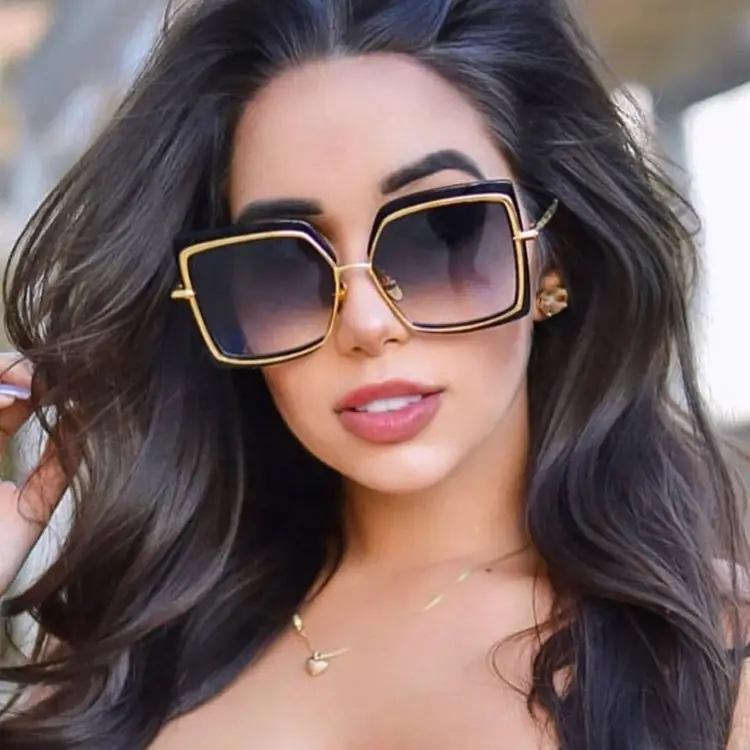 Ins moderne mode luxe nuances lunettes de soleil dames luxe dégradé Simple conçu Rectangle lunettes de soleil pour les femmes 2023