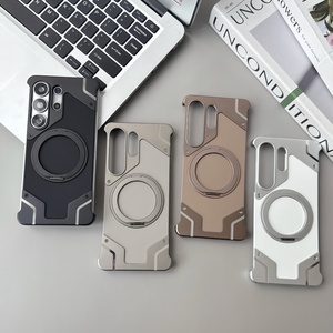 เคสแม่เหล็กแผงด้านหลังซิลิโคนแฟชั่น, สำหรับซัมซุง S26 S23 S25 S24พิเศษพร้อมขาตั้งอลูมิเนียมอัลลอยด์ไร้กรอบฝาครอบกันกระแทก - Product Image 2