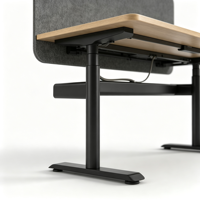 Bureau debout électrique moderne avec écran de confidentialité, bureau de travail en bois réglable en hauteur avec cloison acoustique pour bureau à domicile