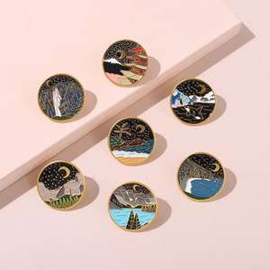 新款野营探险定制金属翻领别针探索自然风光胸针翻领徽章包别针 - Product Image 5