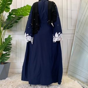1637# Eid Navy Blue Open Abaya Dubai Turkey Muslim Hijab Dress Saudi Arabia Abayas for Women Pakistani Islam Clothing Caftan - Product Image 6