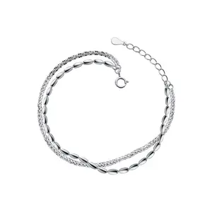 Chaozhong Customized Bracelet Hot selling S925 silver elegant and sparkling double layer silver bean bracelet for women