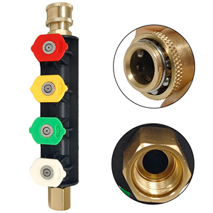 Lanza de pulverización a presión de acero inoxidable con 4 boquillas de colores y soporte para el cuidado del automóvil - Product Image 2