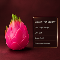 Lot de 4 balles anti-stress souple Dragon Fruit ultra-douces à écailles réalistes rose et vert, personnalisables OEM ODM pour décoration de bureau