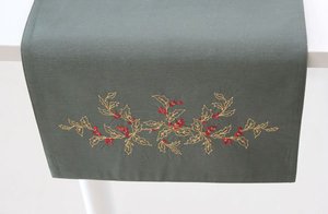 Khăn Trải Bàn Lụa Giả Thêu Lá Nhựa Ruồi Chất Lượng Cao Tùy Chỉnh Trang Trí Nhà Cửa - Product Image 2