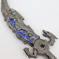 Ornement en métal de couteau double dragon mongol pour armes jouets Cosplay ou dagues en métal fabriquées à la main