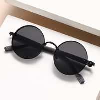 Lunettes de soleil circulaires au design cool pour hommes et femmes, style steampunk, verres dégradés classiques, charnière en métal, lunettes de soleil en PC