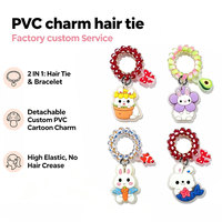 Aangepaste Bunny PVC zachte rubberen patch met gat, cartoon konijn hanger voor haarelastiek, lanyard, tentoonstellingspersoneel badge decoratie