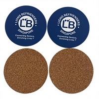 Sous-verres ronds en liège écologiques de conception classique avec impression recto-verso, promotion Giftway