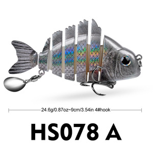 Nuevo señuelo de pesca de <span class=keywords><strong>7</strong></span> secciones, 9 cm, 24,6 g, de hundimiento lento, multiarticulado, con aspas giratorias, señuelo metálico tipo minnow para lubina y lucioperca. - Product Image 6