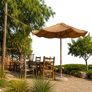 ECO2GO 3M Coconut Fiber Eco-Friendly UV-Resistant <b>Patio</b> <b>Umbrella</b> Wooden Pole Modern Design Outdoor Shade Manual Lift Hotel Made - Product Image 1