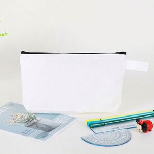 Sac à crayons en toile couleur unie, sac de maquillage à fermeture éclair, sac de rangement pour papeterie, vente en gros avec logo - Product Image 6