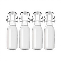 Bouteilles d'eau en verre cylindriques personnalisées de 250 ml avec bouchon hermétique pour boissons, jus, smoothies et huile/vinaigre