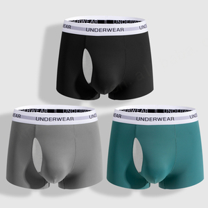 Calzoncillos bóxer cómodos de algodón para hombre, ropa interior con logotipo personalizado, calzoncillos bóxer de algodón de talla grande para hombre - Product Image 1