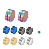 Pendientes de imán redondos de doble cara de moda coreana, de acero de titanio, chapados en oro, de acero inoxidable, diseño de clip para oreja