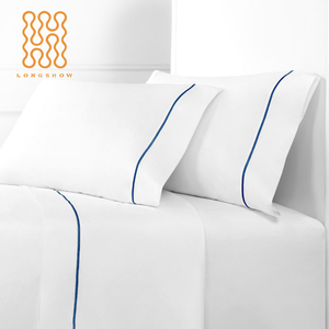 LONGSHOW grosir Hotel linen putih kustom katun mewah seprai hotel bordir - Product Image 4