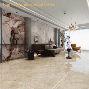 Carreaux de sol en pierre de luxe Foshan Gold Silk Starlight Glaze 750x1500 Carreaux plaqués or modernes antidérapants haut de gamme pour le salon - Product Image 3