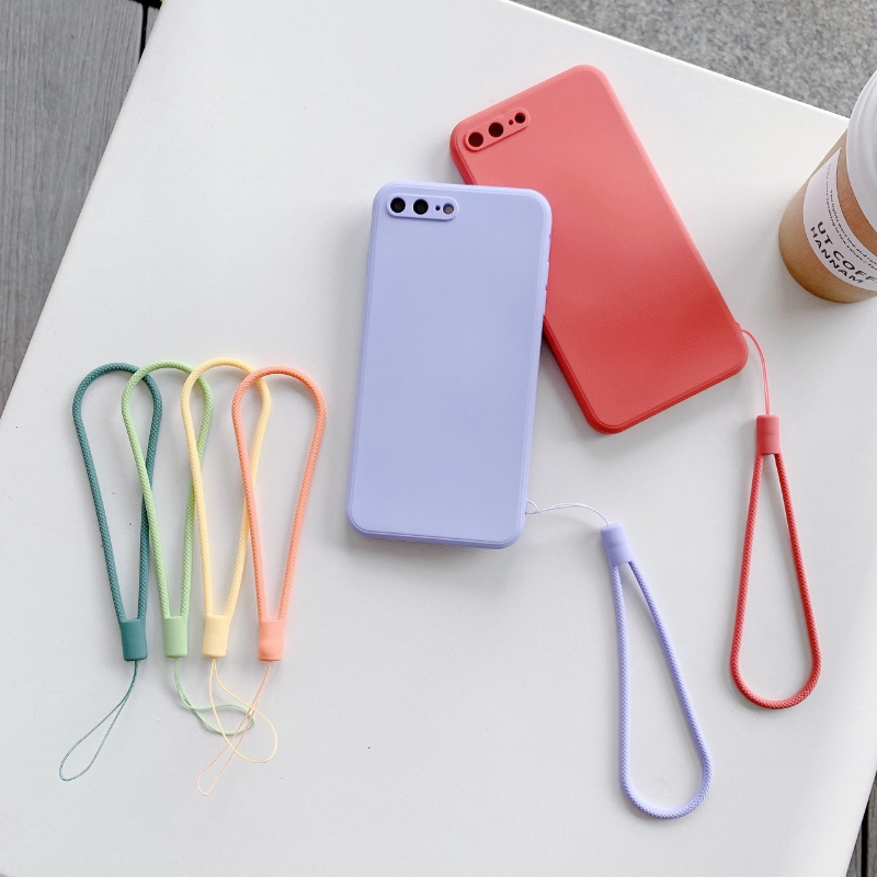 Wholesale Durable Short Checkered Silicone Phone Lanyard Silicone Badge ID Wrist Lanyard Promotional Gift Morpho Charm