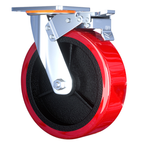 Ruote Girevoli con Freno MILLMISS in Acciaio Rinforzato e Poliuretano da 4, 5, <span class=keywords><strong>6</strong></span>, 8 Pollici con Cuscinetti a Sfera per Uso Industriale - Product Image 1