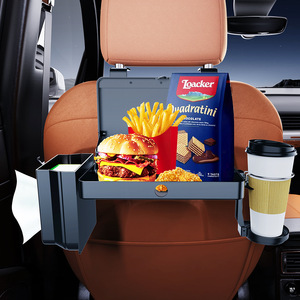 Car Seat Back Storage Box Multifunctional <b>Folding</b> <b>Table</b> With Cup Holder And Tissue Compartment Universal For Car Dining - Product Image 1