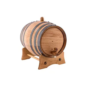 China Supplier Hand-made Vintage 1-5liter Wooden Wine Barrel With Ferrule