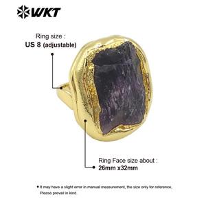 بسعر الجملة مطرقة طبيعية خام جديدة السترين الأصفر والجمشت خاتم نسائي بالطاقة الحجرية الكبيرة - Product Image 6