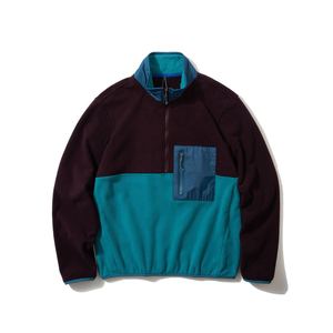 Healy <b>Men</b> Color Block Half Zip Fleece <b>Pullover</b> Stand Collar Windproof Polar Fleece <b>Jacket</b> Zipper Chest Pocket Outdoor Hiking - Product Image 2