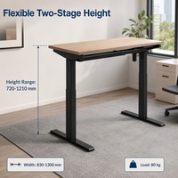 Base de bureau assis-debout ergonomique à moteur unique, 2 niveaux, avec double barre transversale et entraînement par moteur externe, personnalisable selon vos besoins