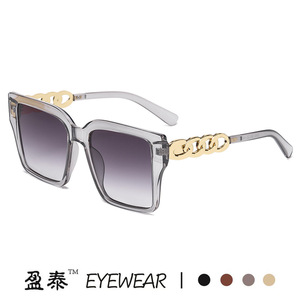 Sunglasses Large Square <b>Frame</b> Chain Temples UV400 Protection Unisex Street Style - Product Image 3