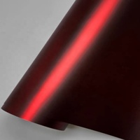 Film Vinyle Adhésif Satiné Chrome Rouge Romane pour Voiture, Autocollant Mat Métallique à Libération d'Air pour Changement de Couleur de Voiture, Décoration de Carrosserie
