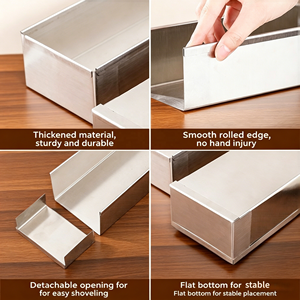 Stampo per Tiramisù con Coperchio, Vassoio Rettangolare, Ideale per Cuocere Torte in Contenitori Lunghi, Acciaio Inossidabile 304 con Scala Incisa - Product Image 3