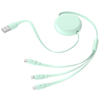 Câble de chargeur usb couleur charge rapide usb type c chargeur rétractable 3 en 1 câble usb pour iPhone