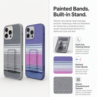 Coque de téléphone portable antichoc 2-en-1 avec support et porte-cartes, design à carreaux gaufré en TPU+PC, pour 15 Pro Max 17 Pro – Offre Spéciale Luxe