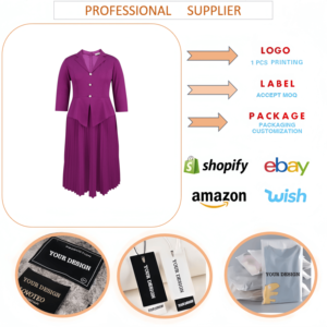 AM041013 Robe <span class=keywords><strong>de</strong></span> printemps tendance pour femme, col tailleur, simple boutonnage, coupe trapèze plissée, élégante pour le bureau et la carrière - Product Image 6