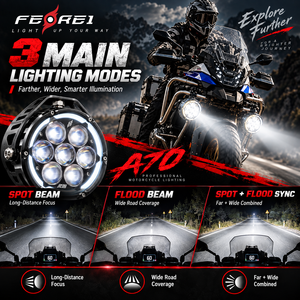 FEREI <span class=keywords><strong>A70</strong></span> 17800LM Luci Ausiliarie LED per Moto, Fari a Lungo Raggio, Luci Fendinebbia Fuoristrada 180W, Luce Ambientale a 6 Colori - Product Image 3