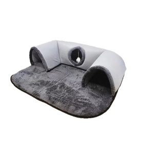 Lit-caverne pour chat et tapis de couchage pour chien avec double ouverture, lavable, 2 en 1, lit tunnel pour chat solide, chaud et confortable pour l'hiver - Product Image 3