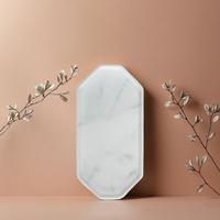 Plateau de service Art Déco en marbre blanc fait main, bord doré, octogonal, organiseur de vanité, bijoux, parfum, décoration élégante pour la maison, cadeau