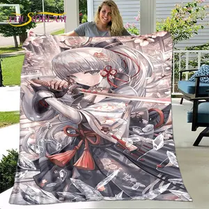 3D cartone animato gioco Genshin impatto coperta, coperta coperta di flanella, morbida coperta calda per soggiorno camere da letto divano regalo