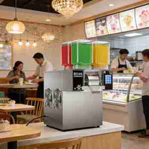 Máquina Automática de Hielo en Nieve de Cuatro Sabores, Máquina para Hacer Bingsu de 120 kg/24 h con Pantalla Táctil y Autolimpieza - Product Image 1